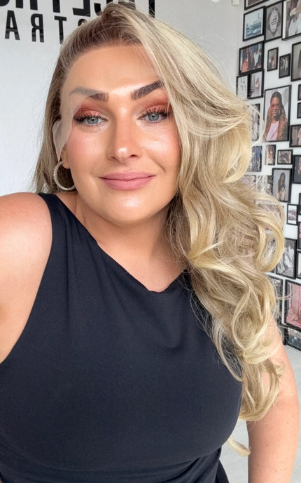 lacefront wig, long length hair with gluless lace front, heat safe and stylable.