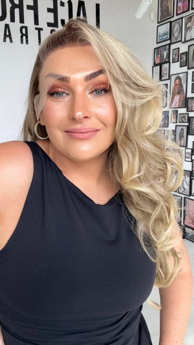 lacefront wig, long length hair with gluless lace front, heat safe and stylable.