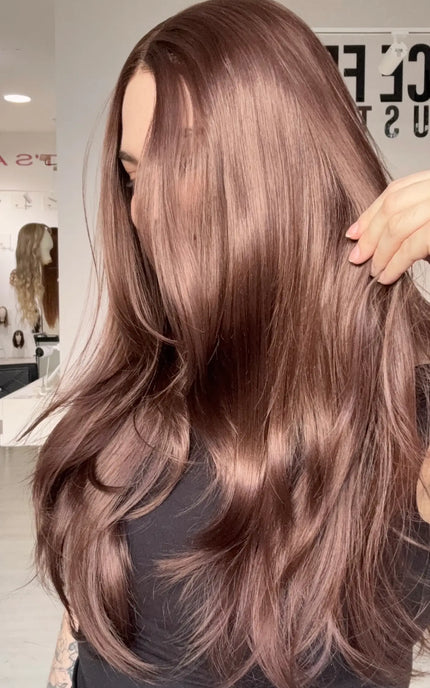 heat safe glueless wig red brown long layered hair, gold coast australia.