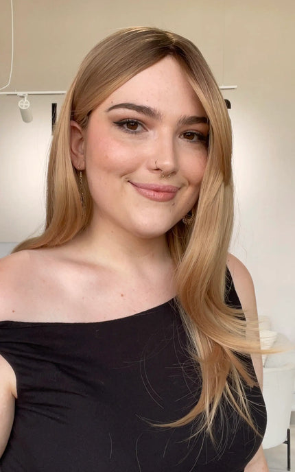 layered long blonde heat safe synthetic wig for women with hairloss. 
