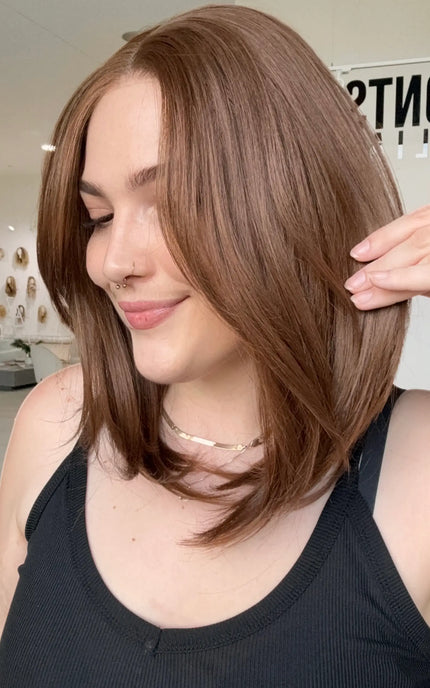 lace front nautral looking synthetic long bob wig with layers.
