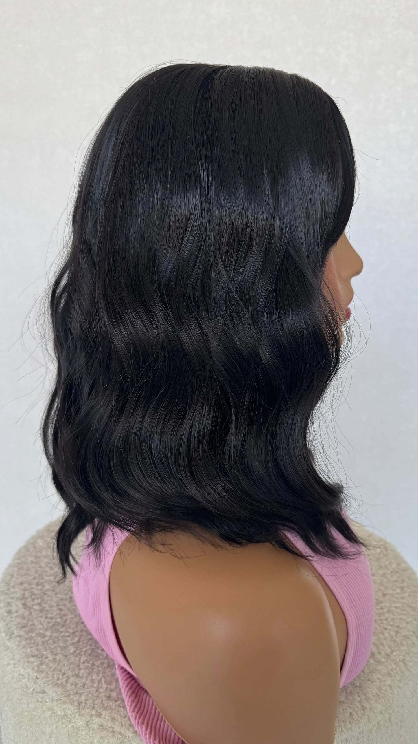 heat safe synthetic wigs australia, black wavy fringe wig.