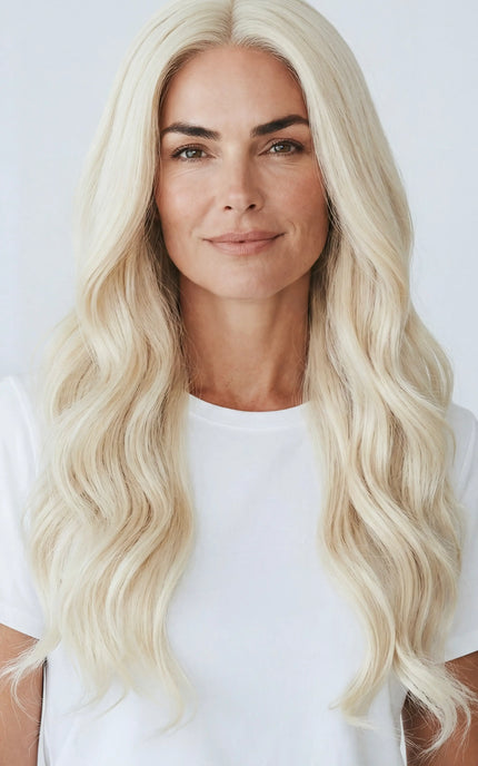 lightest warm blonde human hair lace front wig for beginners.