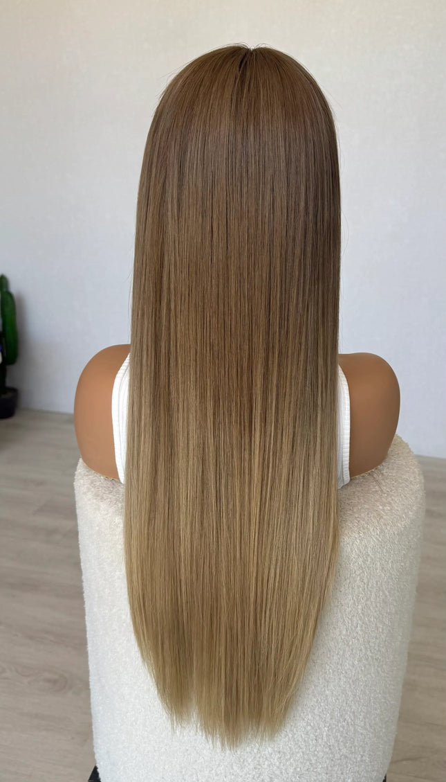 long length realistic human hair wig for women with hairloss, handmade. 