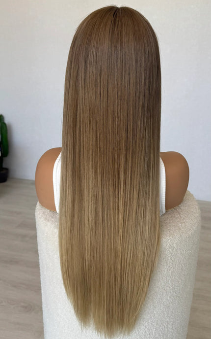 long length realistic human hair wig for women with hairloss, handmade. 
