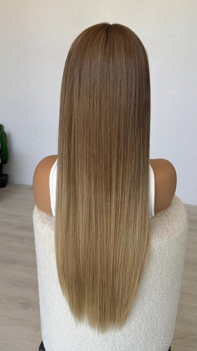 long length realistic human hair wig for women with hairloss, handmade. 