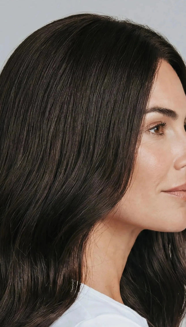 dark brunette wavy human hair glueless lace wig for women with hairloss.