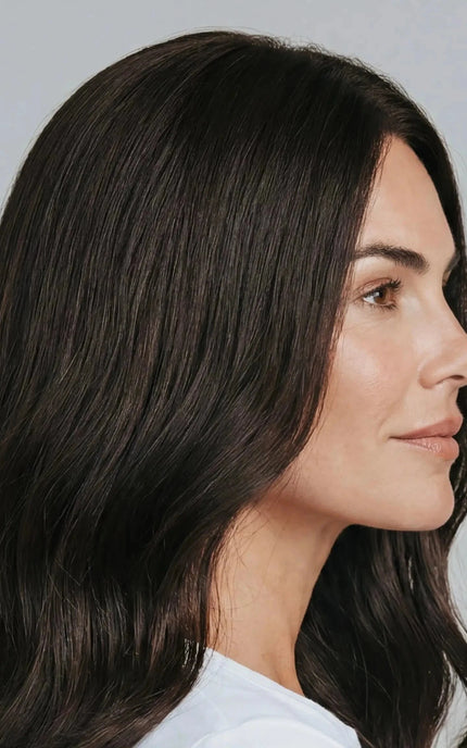 dark brunette wavy human hair glueless lace wig for women with hairloss.