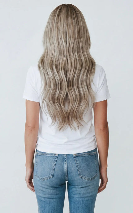 long length wavy blonde human hair glueless wig for hairloss, australia.