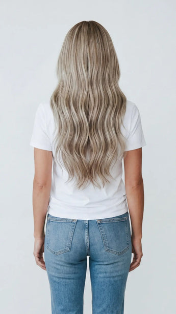 long length wavy blonde human hair glueless wig for hairloss, australia.