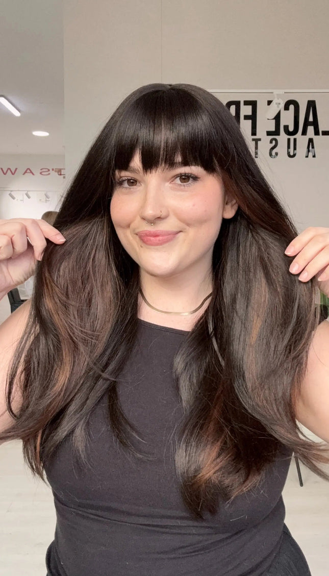 long brunette hair heat safe synthetic wig australia.