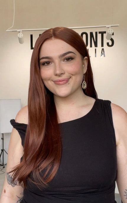 heat safe natural looking red hair lace front wig for women with hairloss, made for daily wear.