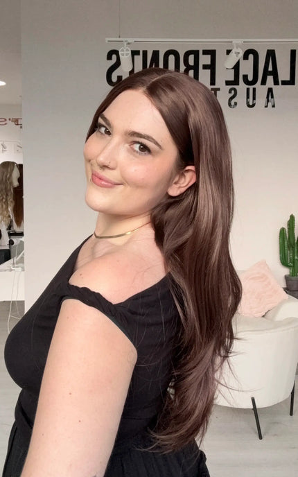 long length red brown layered heat safe synthetic wig in australia.