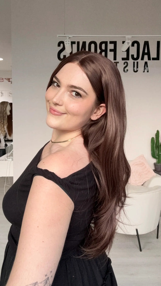 long length red brown layered heat safe synthetic wig in australia.