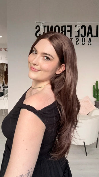 long length red brown layered heat safe synthetic wig in australia.