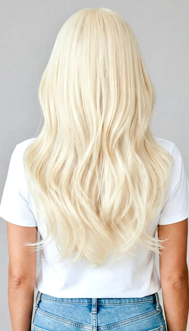 light blonde realistic lace front wig for women with hairloss, alopecia, chemotherapy.
