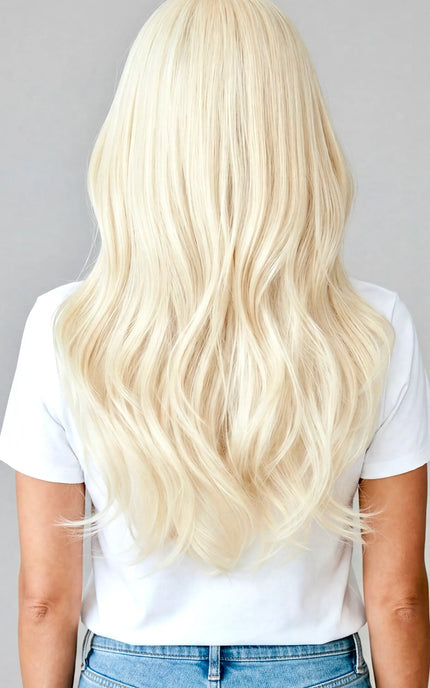 light blonde realistic lace front wig for women with hairloss, alopecia, chemotherapy.