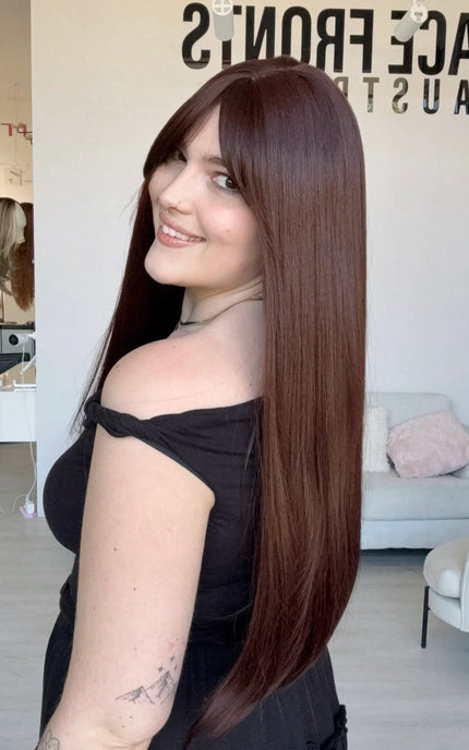 a glueless long length synthetic wig for hairloss, natural, light weight and ready to wear.