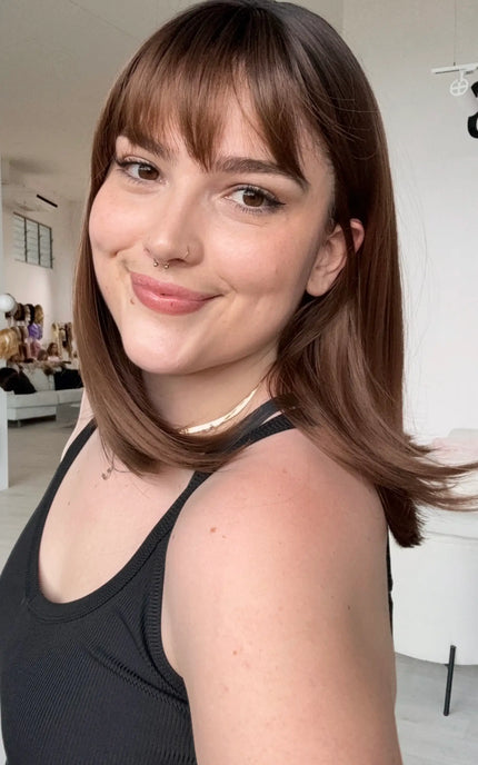 natural looking brunette ombre synthetic wig for hairloss, alopecia.