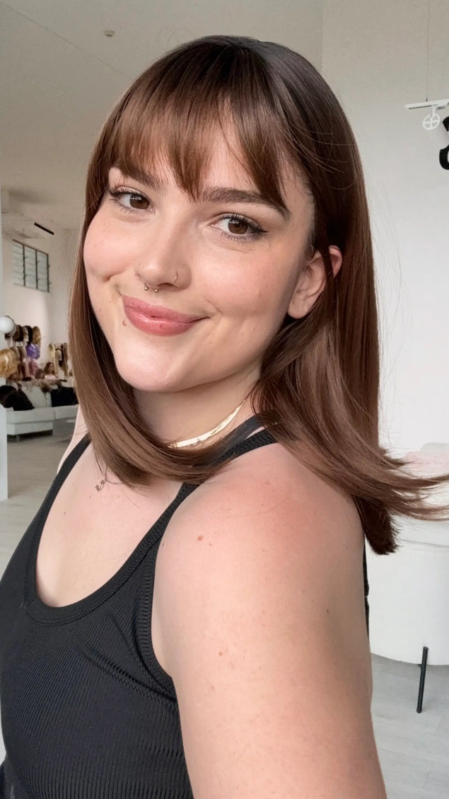 natural looking brunette ombre synthetic wig for hairloss, alopecia.