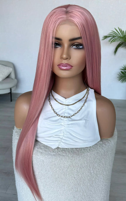 long lacefront soft pink synthetic