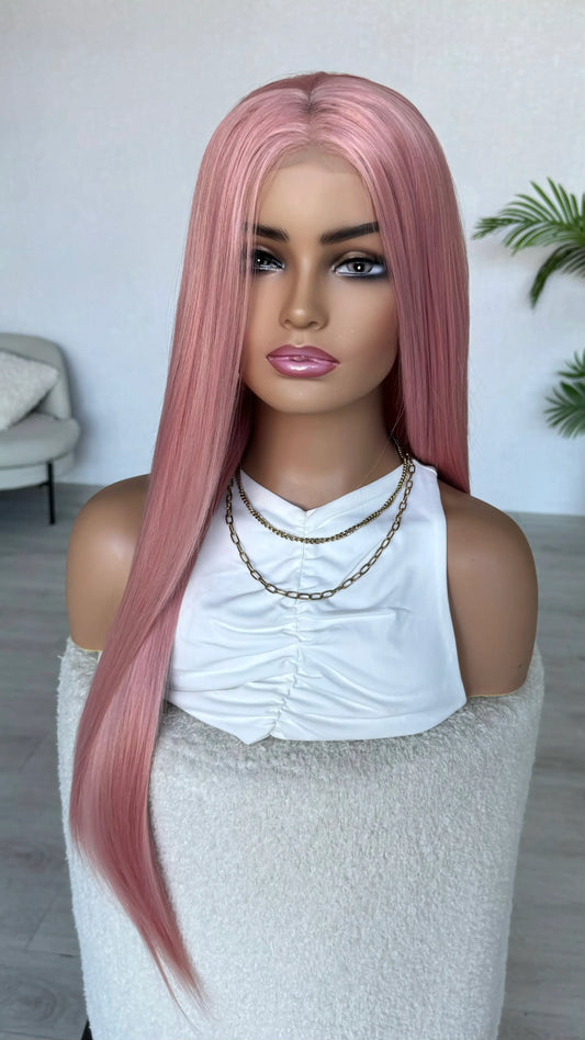 long lacefront soft pink synthetic