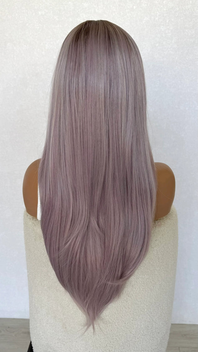 heat safe synthetic hair, long purple hair, fringe topper 24-26 inch length.