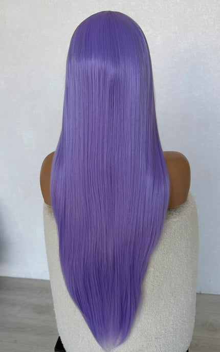 long purple hair wig, 28 inch hair length. changable part lacefront wig australia.