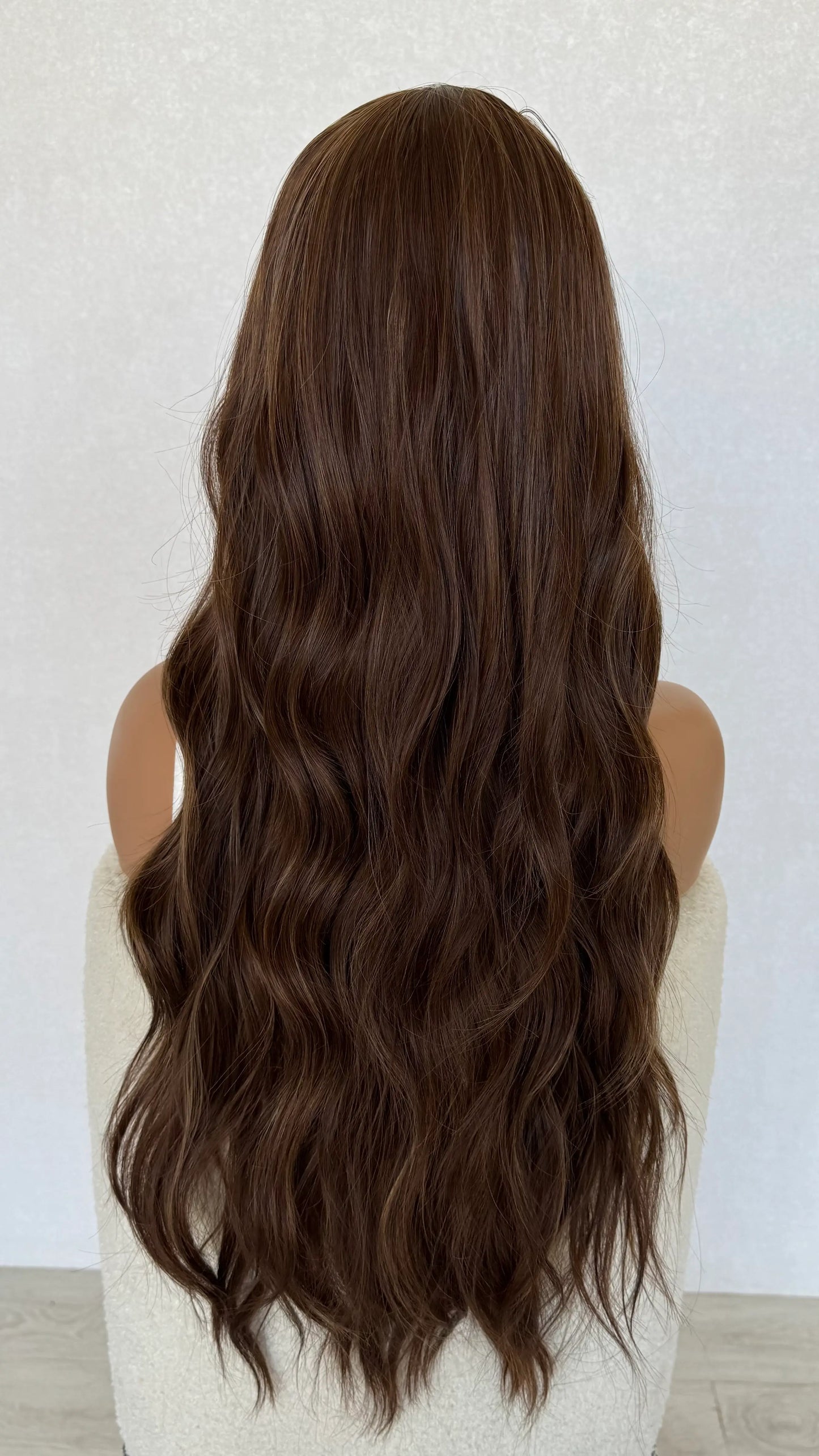 long wavy hair synthetic wig, copper brunette.