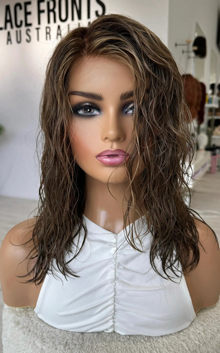 natural wavy texture human hair glueless wig for alopecia, hairloss, chemotherapy.