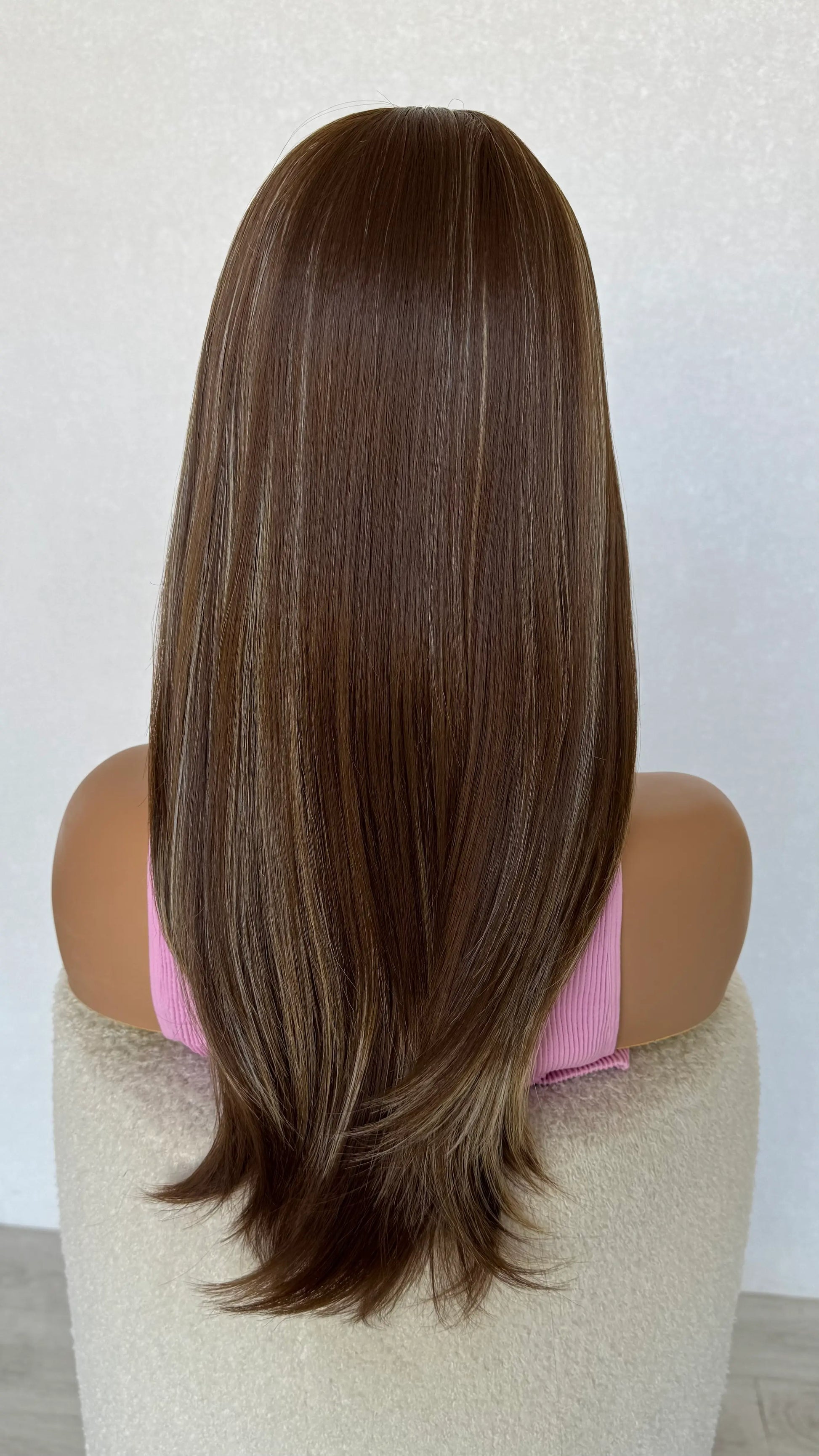 synthetic hair from behind 20 inch length. 