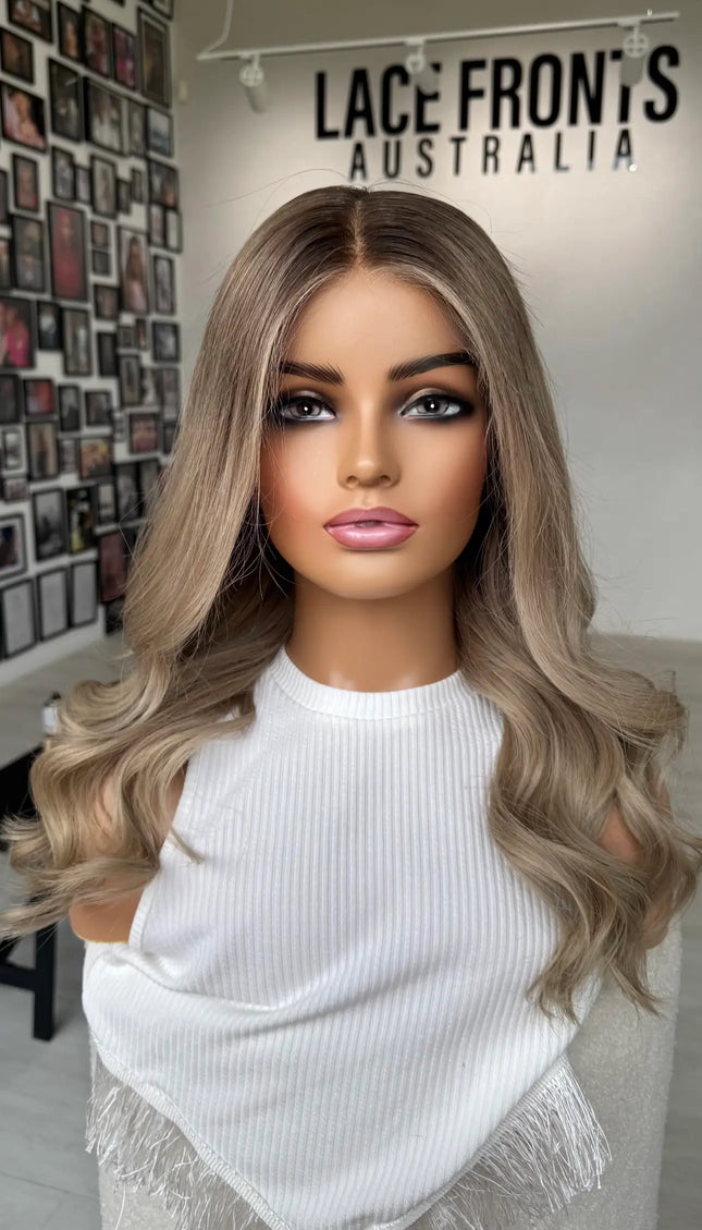 lace front ash blonde human hair medical wig for hairloss australia, natural harirline.