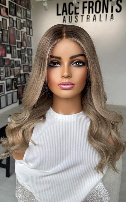 lace front ash blonde human hair medical wig for hairloss australia, natural harirline.