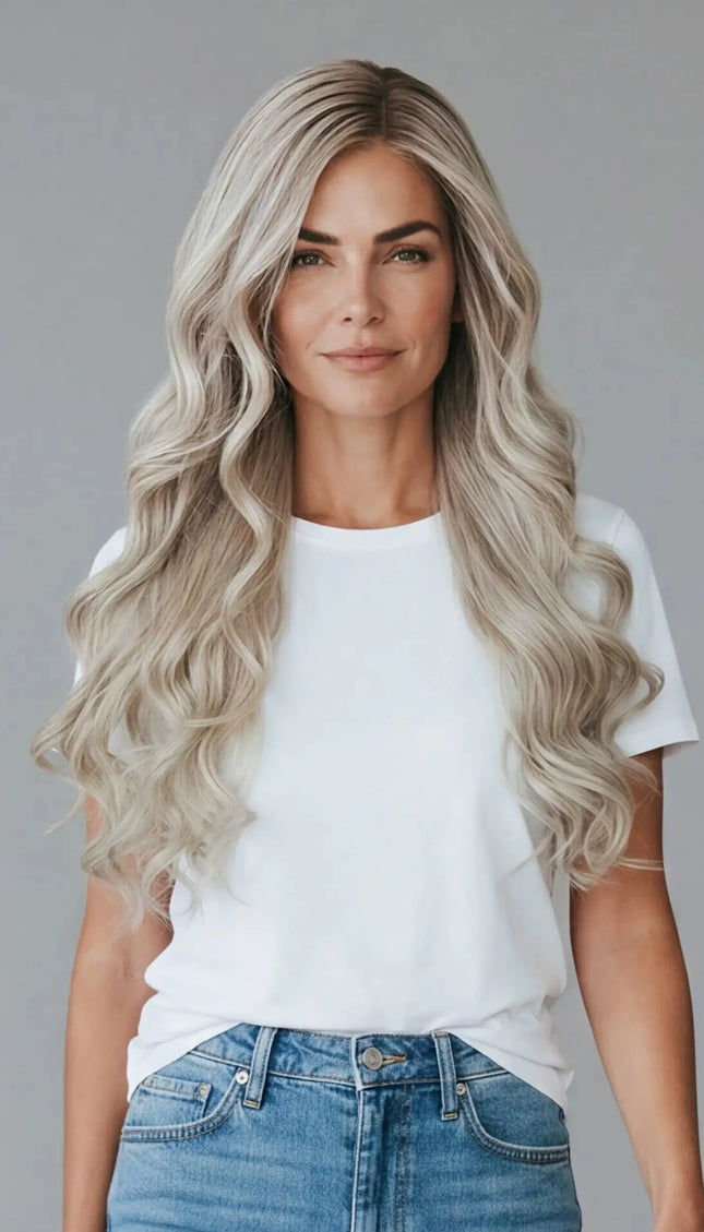 medical grade human hair wavy blonde wig for hairloss.