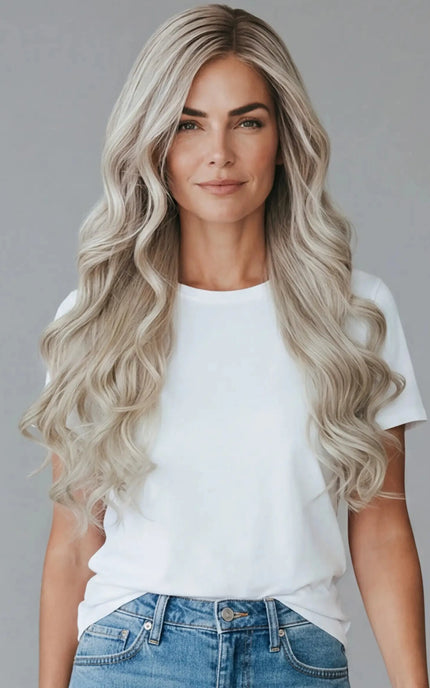 medical grade human hair wavy blonde wig for hairloss.