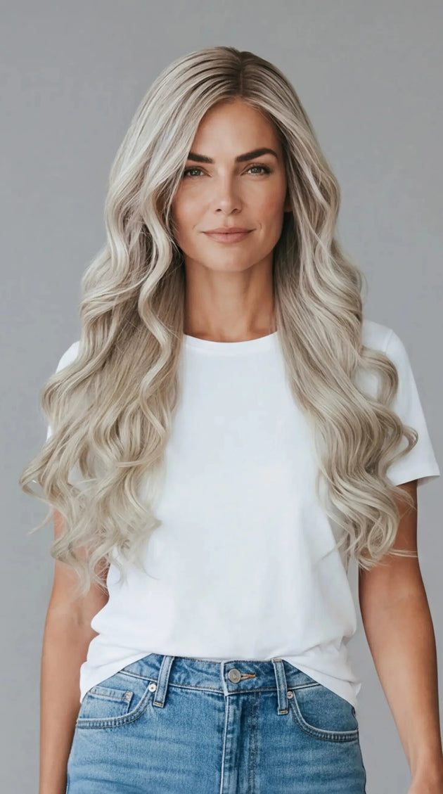 medical grade human hair wavy blonde wig for hairloss.