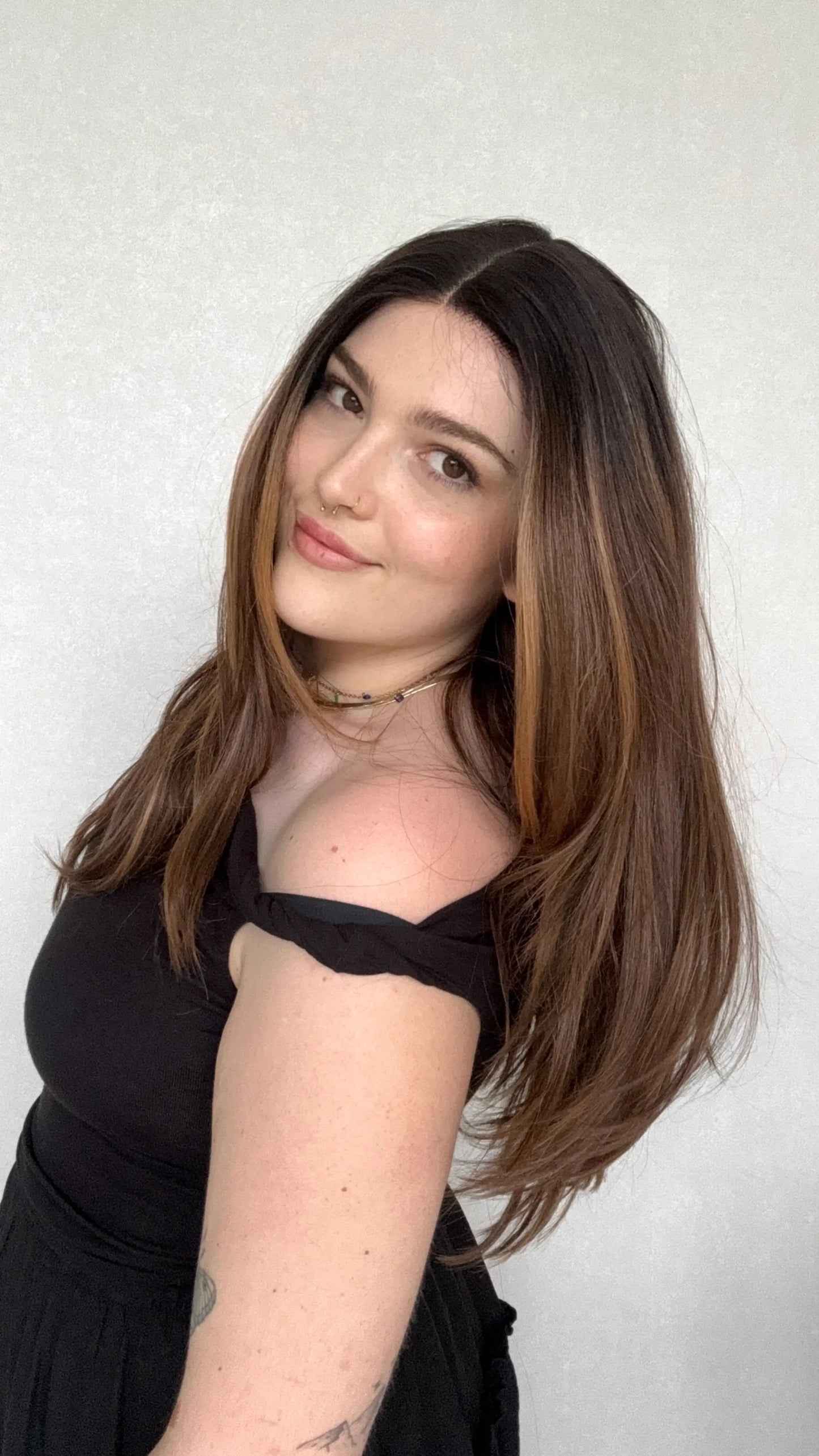 heat safe, glueless synthetic wig australia, brunette warm tones.