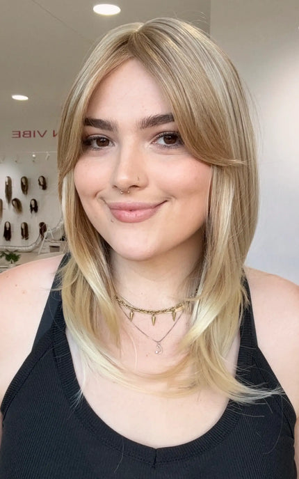 middle part with curtain bangs, layered hair synthetic, ready to wear, gold coast australia.