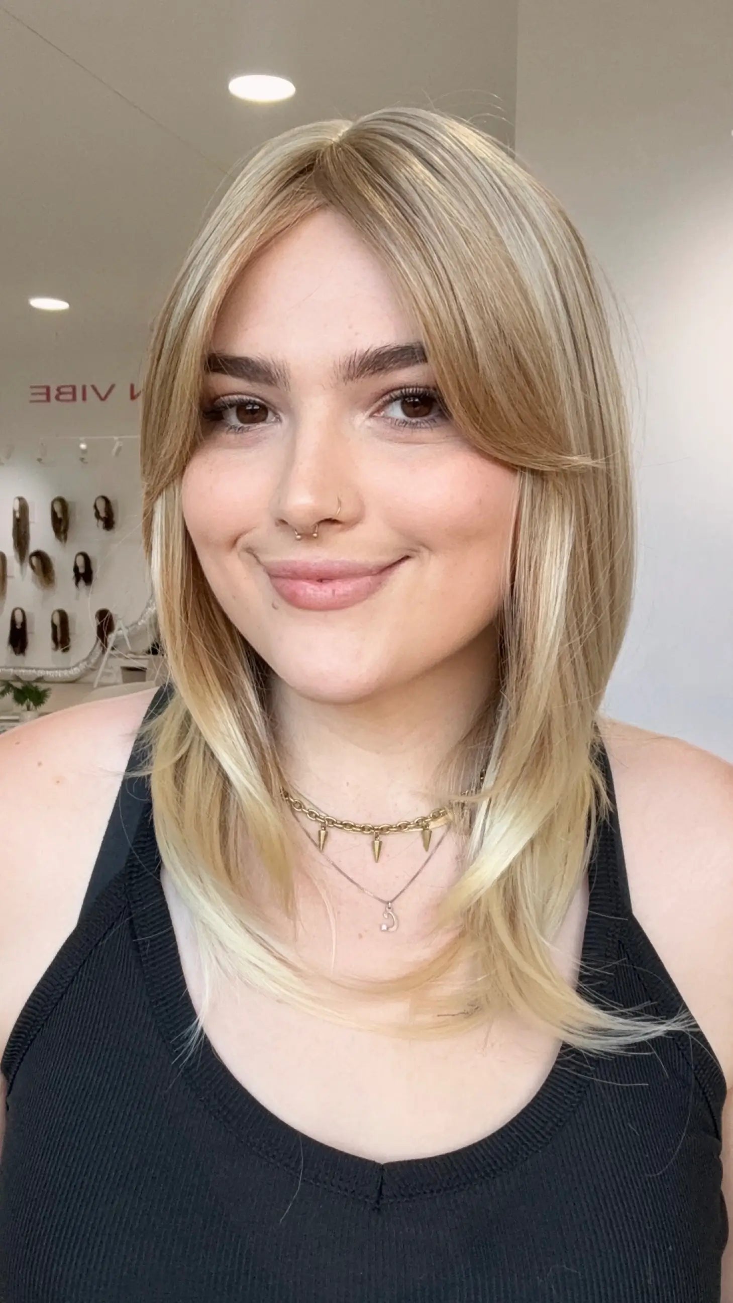 middle part with curtain bangs, layered hair synthetic, ready to wear, gold coast australia.