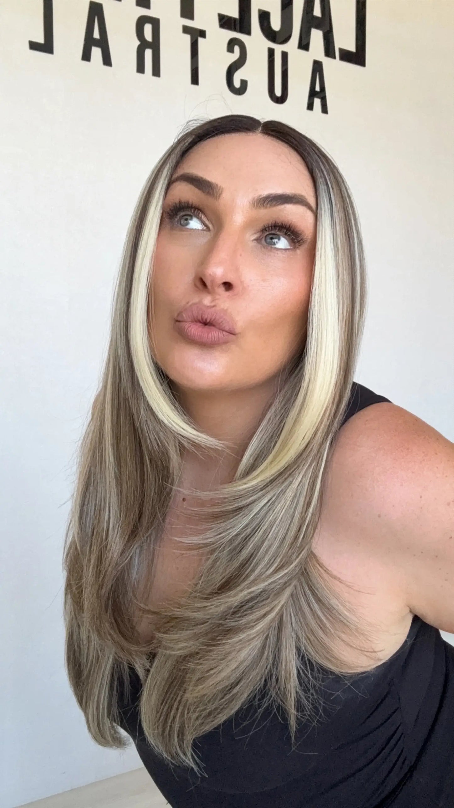 t-part lace wig, middle part, long layers. heat safe glueless wig.