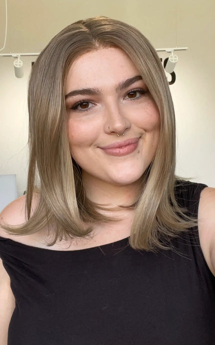 lace front icy beige blonde wig with changeable part, glueless wig for hairloss.