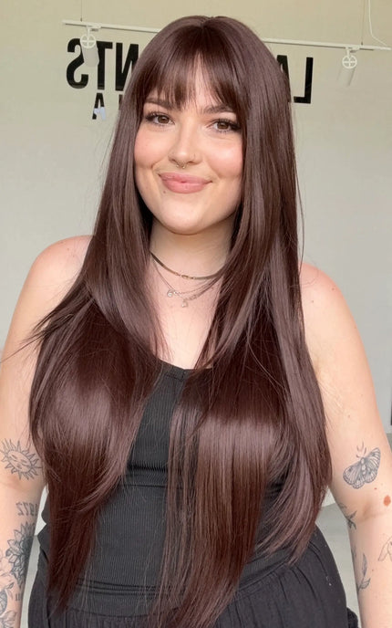 long length natural looking synthetic wig for hairloss.