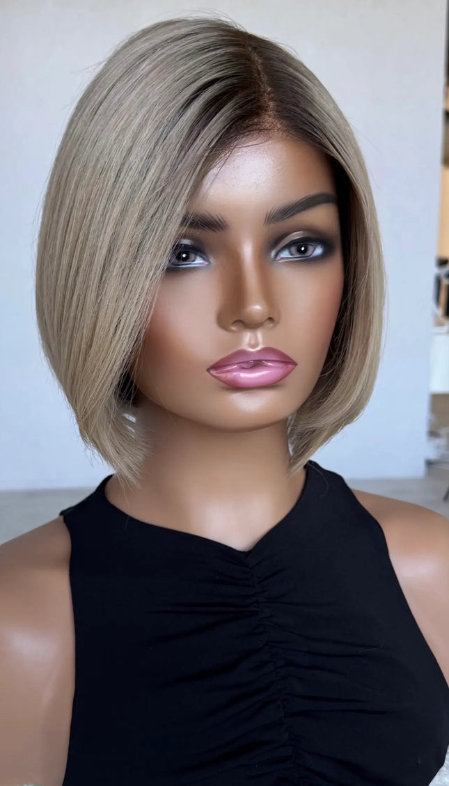 blonde bob length human hair medical wig for hairloss in australia.