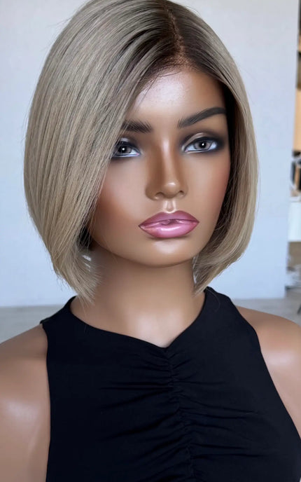 blonde bob length human hair medical wig for hairloss in australia.