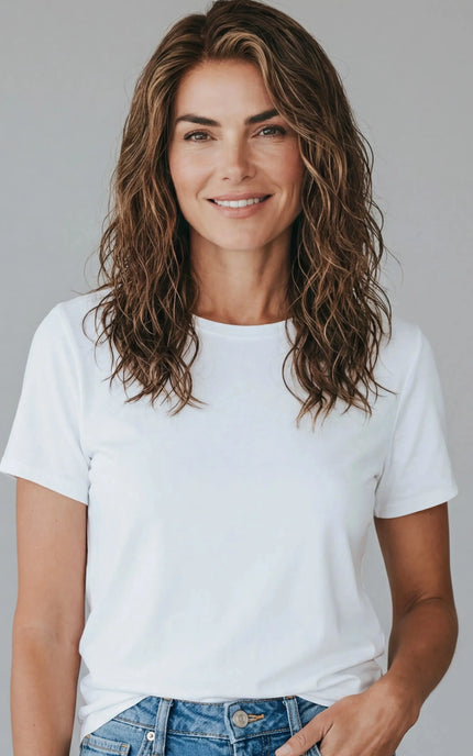 medical wavy brunette lace front wig for women with hairloss designed for daily wear.