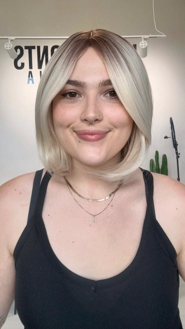natural looking glueless blonde bob synthetic wig for hairloss australia.