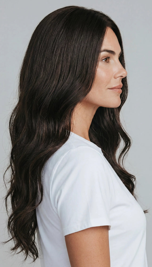 glueless realistic looking brunette lace wig for hairloss, made in australia.