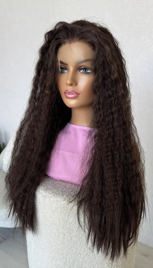 long brown curly hair wig lacefront australia.