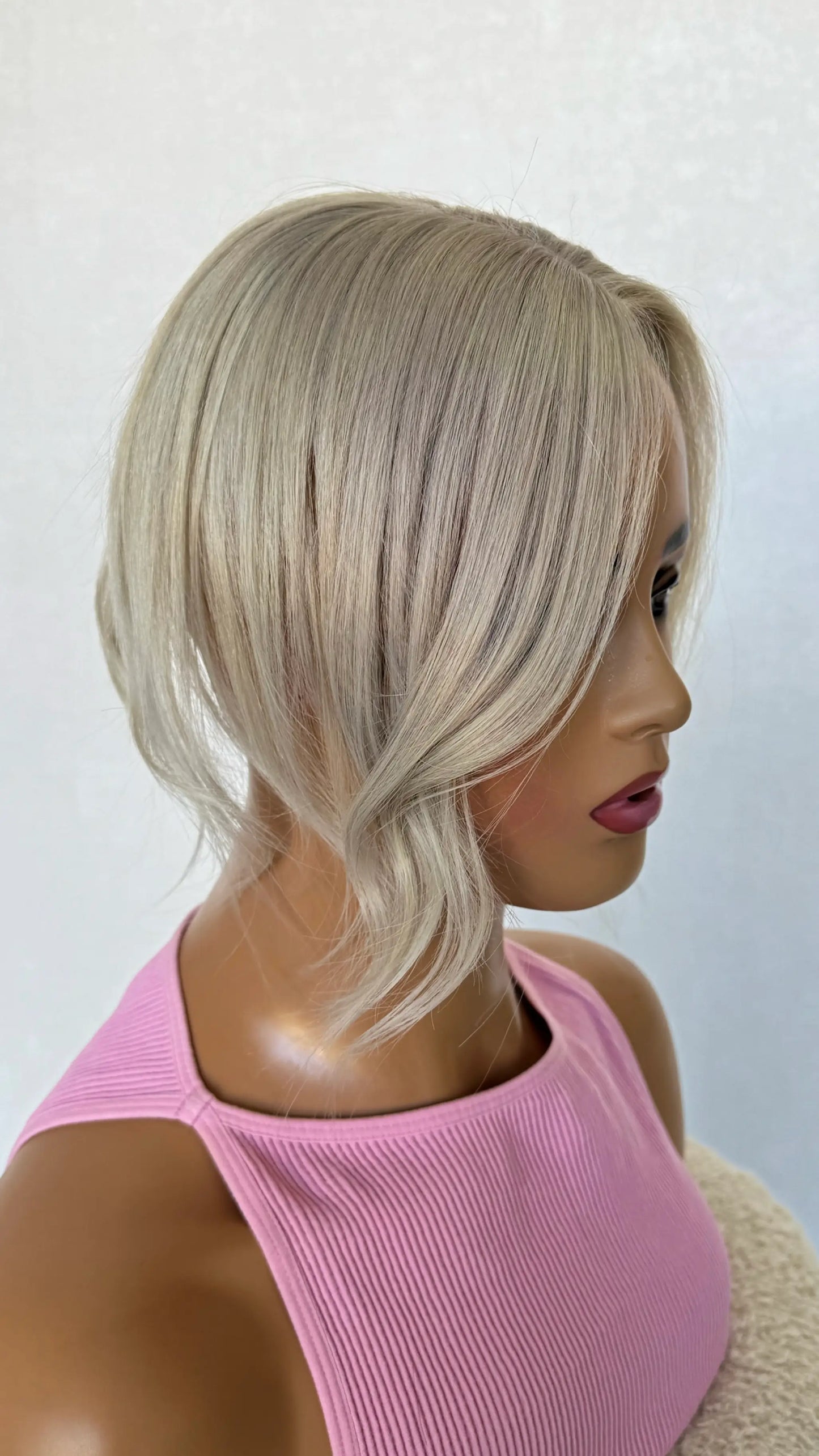 12 inch white blonde side view topper
