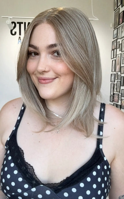glueless sandy blonde 14 inch length wig for hairloss, australia.